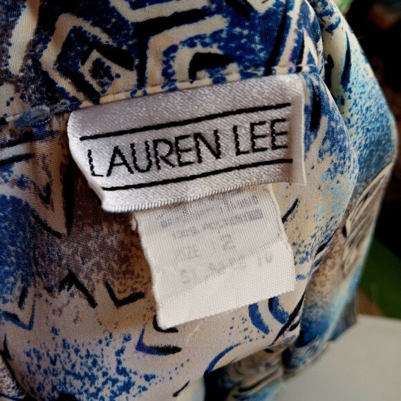 Vintage Women's Blouse Medium 12 Lauren Lee 1990's Button-Up Abstract Padded - Picture 6 of 6